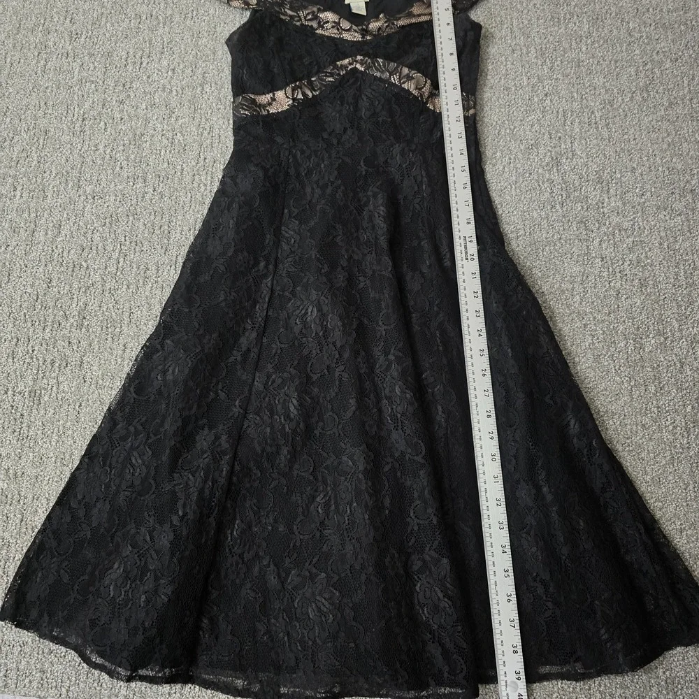 Odille Black Lace Midi Dress Bow Detail‎ Romantic Coquette Vintage Style 2